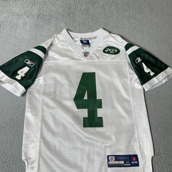 Reebok NFL New York Jets Jersey M (10-12) White Brett Favre #4 Onfield - Picture 6 of 13